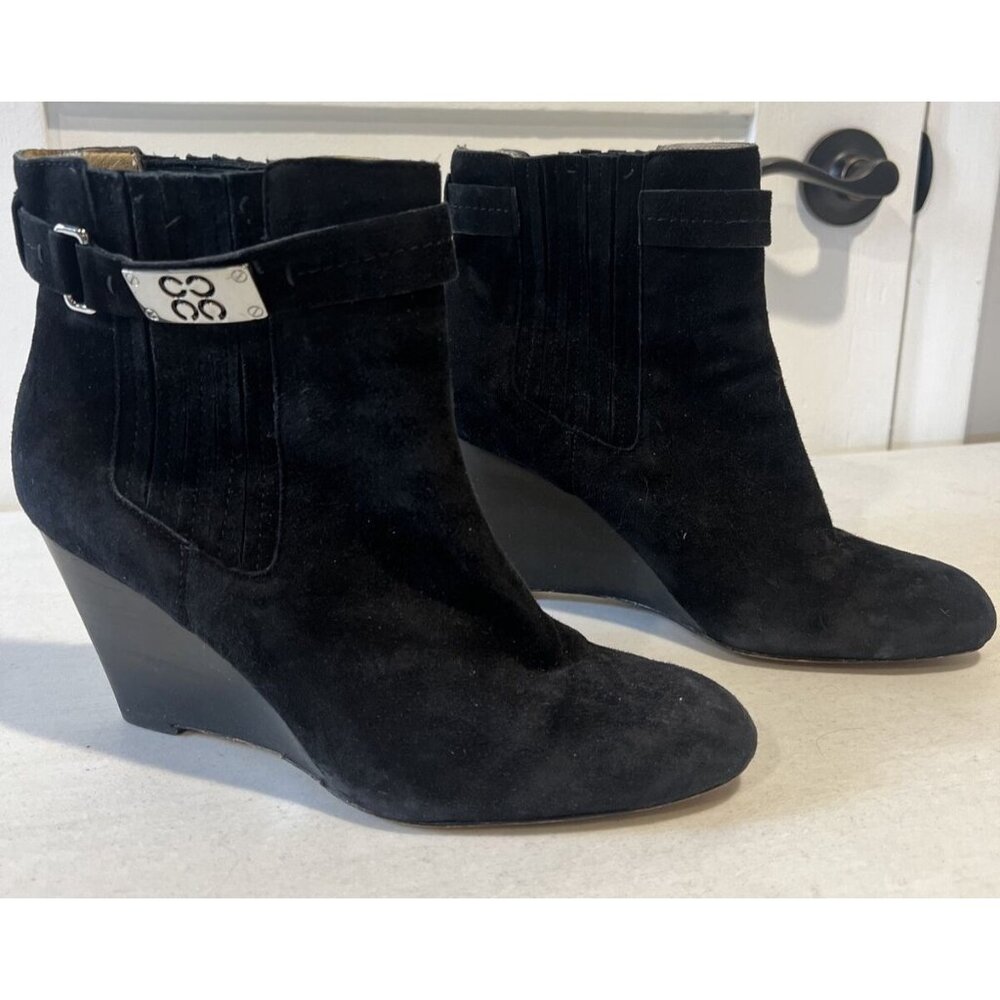 Coach Women's Wedge Heels Boots Ankle Black Velvet Size 10
